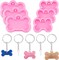 6 Pieces Dog Bone Silicone Mold Dog Tag Keychain Mold Kit DIY Dog Tag Pendant Baking Epoxy Resin Clay Mold with 10 Pieces Big Key Ring for Kitchen or Homemade Crafts, 2 Sizes